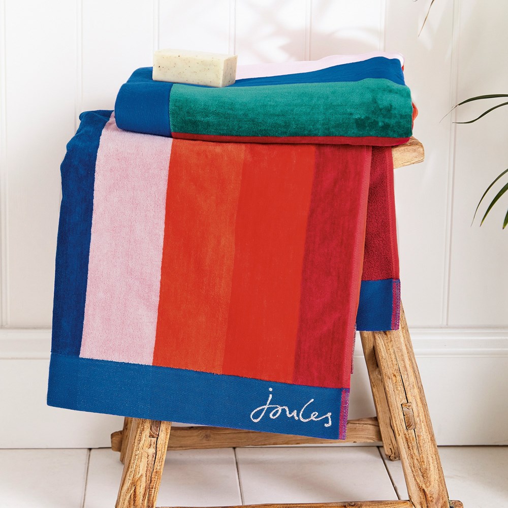 Rainbow Stripe Cotton Towels by Joules in Multi